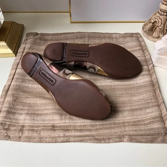 Coach Jenilee Mosaic Metallic Ballet Driving Flat Leather Patchwork Shoes 8.5 M - Picture 5 of 7